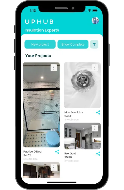 UpHub app: a contractor's published projects